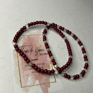 Red Seed Bead Bracelet Set